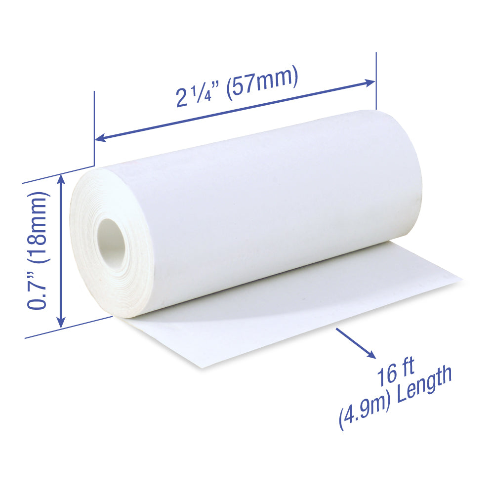 Thermal Paper 2 1/4 x 16 ft x 18mm CORELESS BPA Free fits Pidion BIP-1500 and Poynt 200 rolls