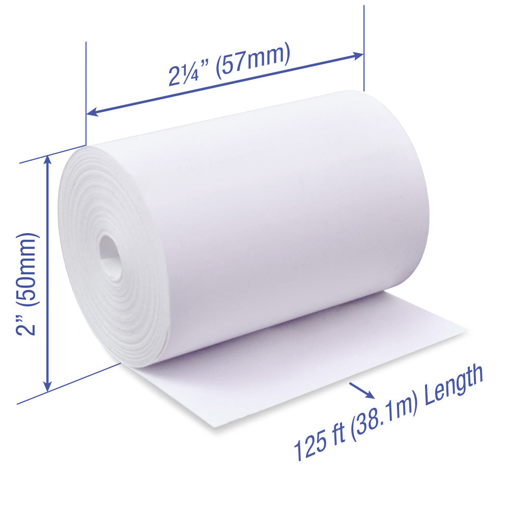 Thermal Paper 2 1/4 x 125 ft x 50mm CORELESS BPA Free 60 rolls