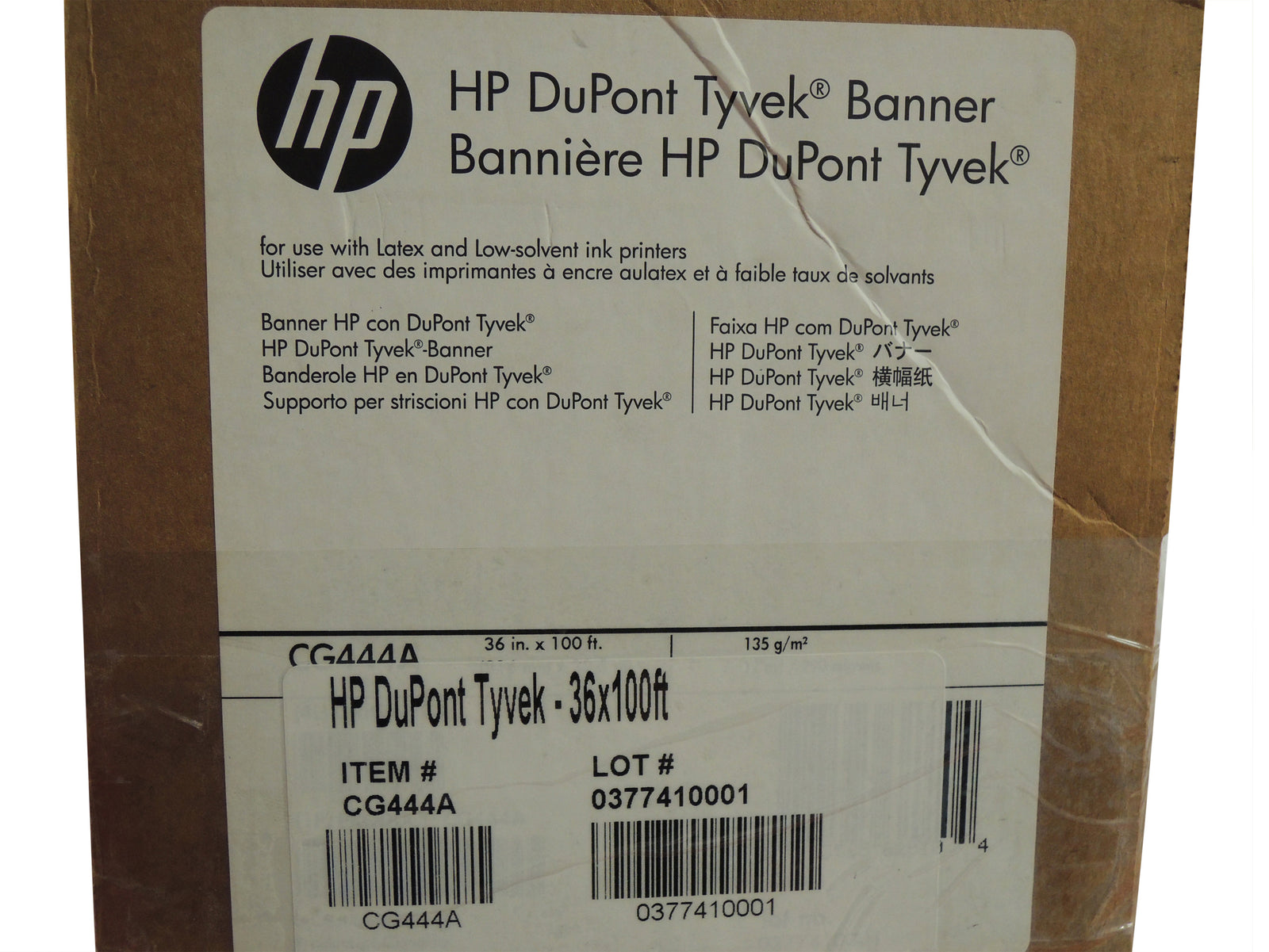 HP CG444A Dupont Tyvek 36 inch x 100 feet, 3" core, Latex compatible